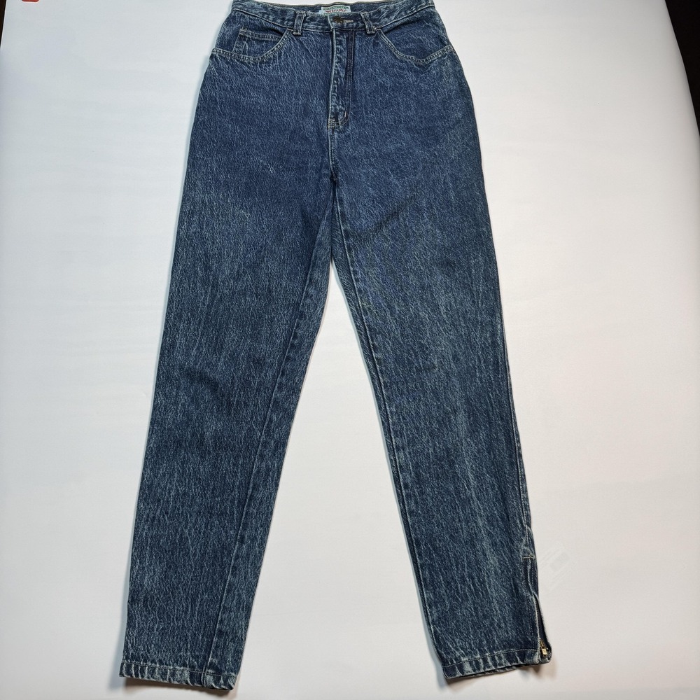 Vintage Stefano Jeans Juniors 7/8 Blue High Rise Tapered Ankle Zip Denim Pants